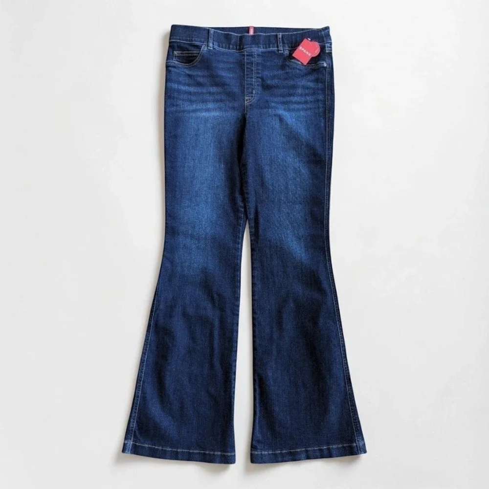 SPANX Pull On Flare Jeans High Rise Dark Wash XL NWT